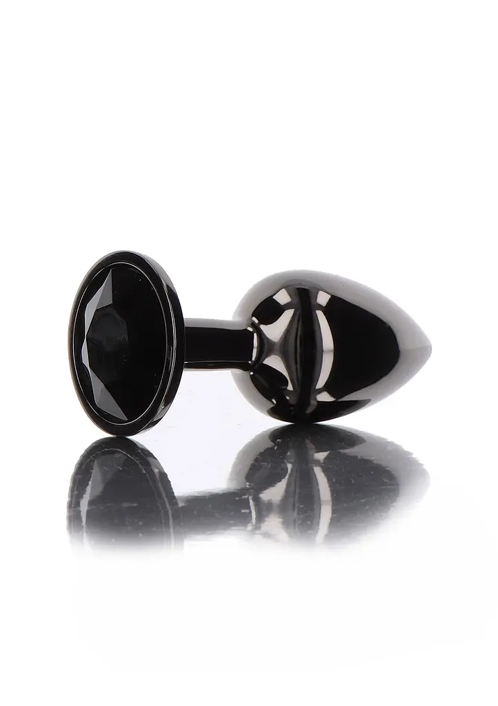 Анальний корок L чорний металевий з чорним каменем Butt Plug With Diamond Jewel Taboom - фото 3