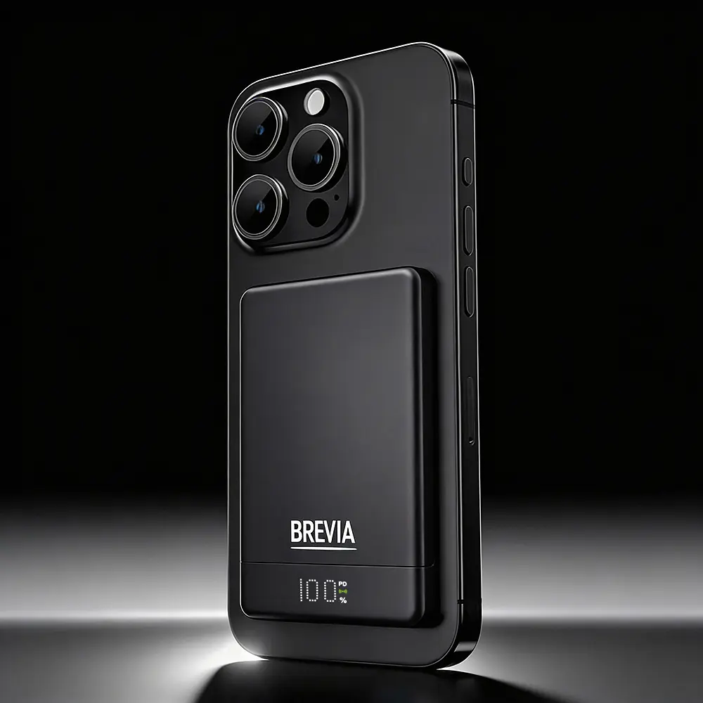 Повербанк (Power Bank) Brevia ePower 5000mAh MagSafe SuperSlim PD20W, Qі15W LCD чорний(45520MSB) - фото 5