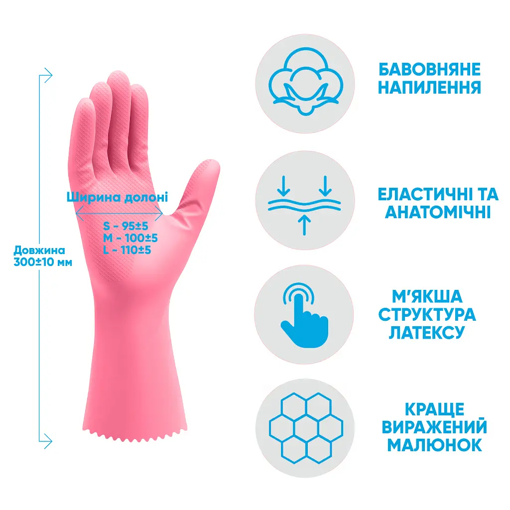 Рукавички господарські Добра Господарочка Латексні Делікат Розмір M (4820086523684) - фото 3