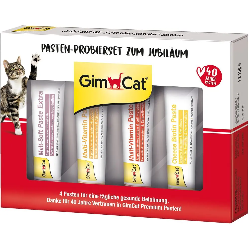 Набір ювілейний з пастами GimCat Pasten-probierset zum jubilaum для котів 60 г (4 шт. х 15 г) - фото 2