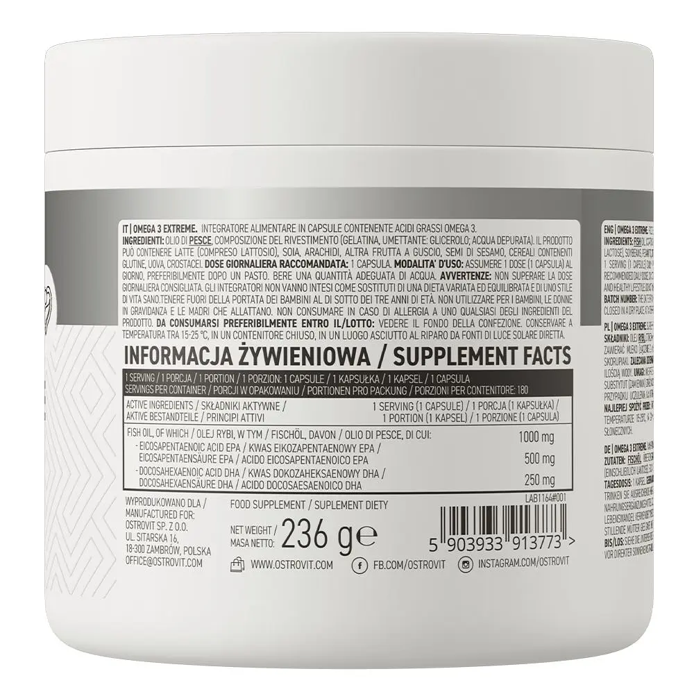 Жирные кислоты OstroVit Omega 3 Extreme, 180 капсул - фото 2