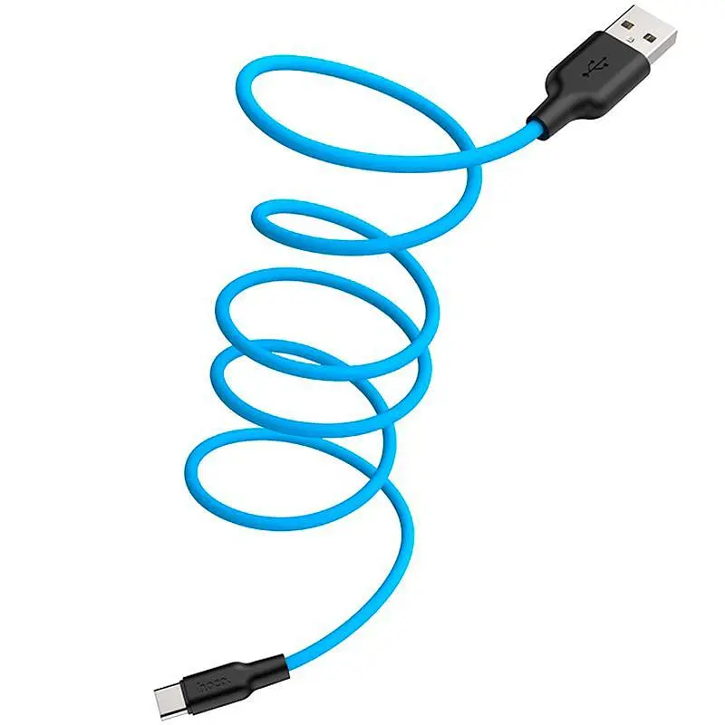 USB Cable Hoco X21 Silicone Type-C Black/Blue 1m - фото 3