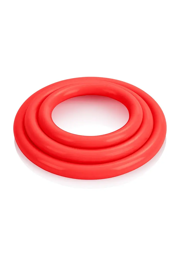 Ерекційне кільце CalExotics Tri-Rings 3 шт червоний - фото 4
