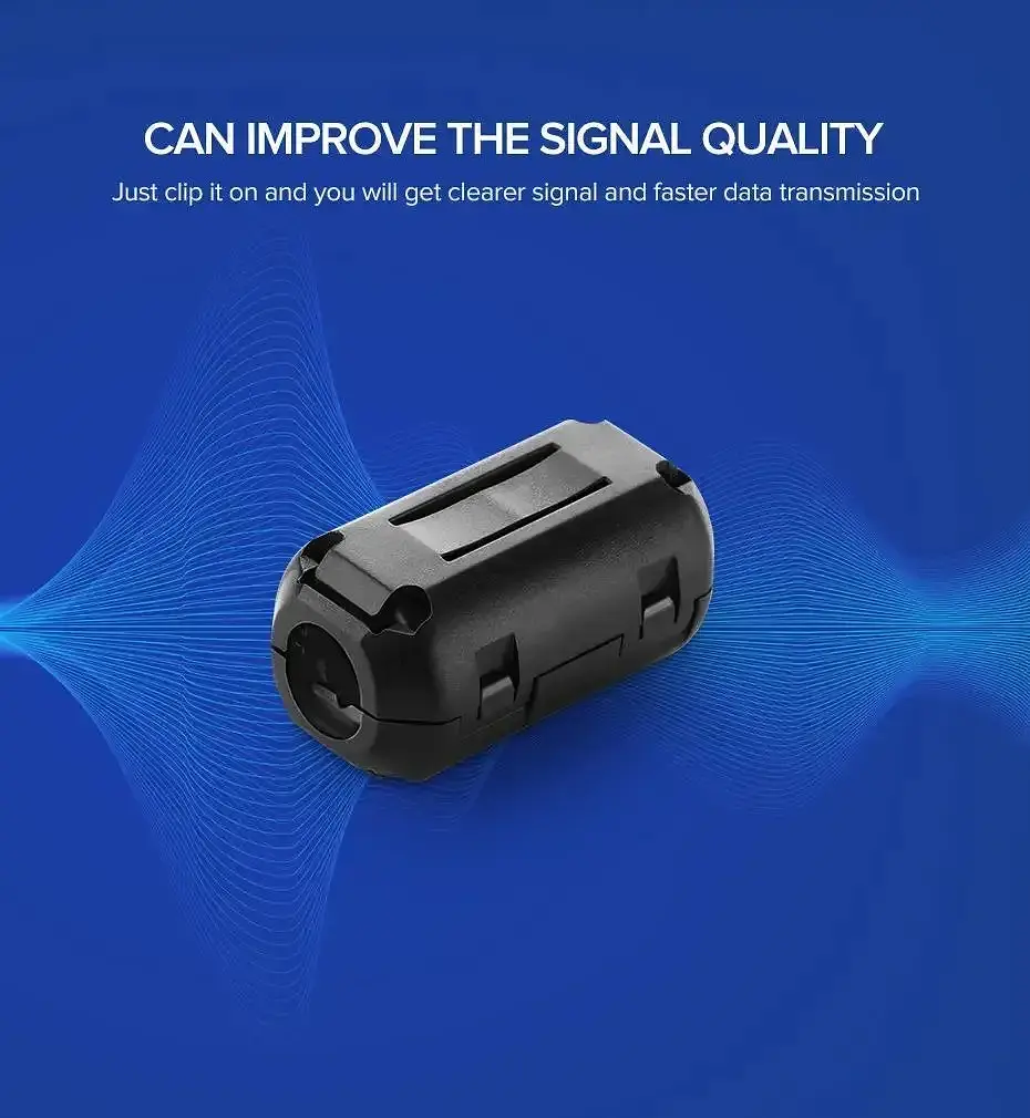 Ферритовий фільтр на кабель кільце знімне Ugreen подавлювач шуму із затискачем 7.3mm 1 шт Black (20306/ZJ301) - фото 3