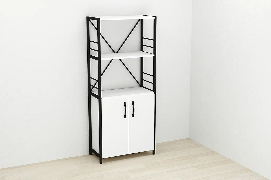 Етажерка 3/60 Ferrum-decor Серії Конект із тумбою 144x60x28 Чорний ДСП Білий (FRD-104442) - фото 2