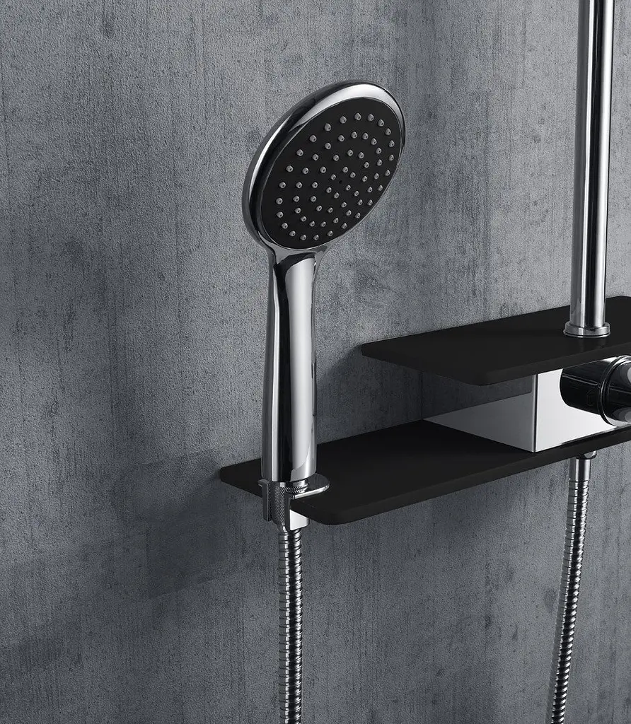Душевая система Corsan Klar Fiber chrome black CMN002BL, Хром - фото 8