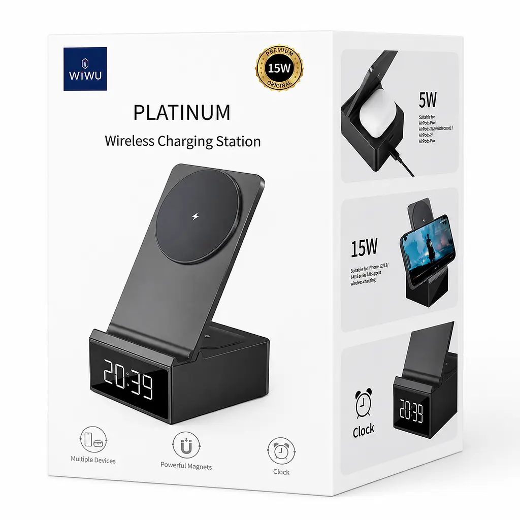Бездротова зарядна станція WiWU WI-W011 2в1 15W для iPhone та AirPods - фото 8