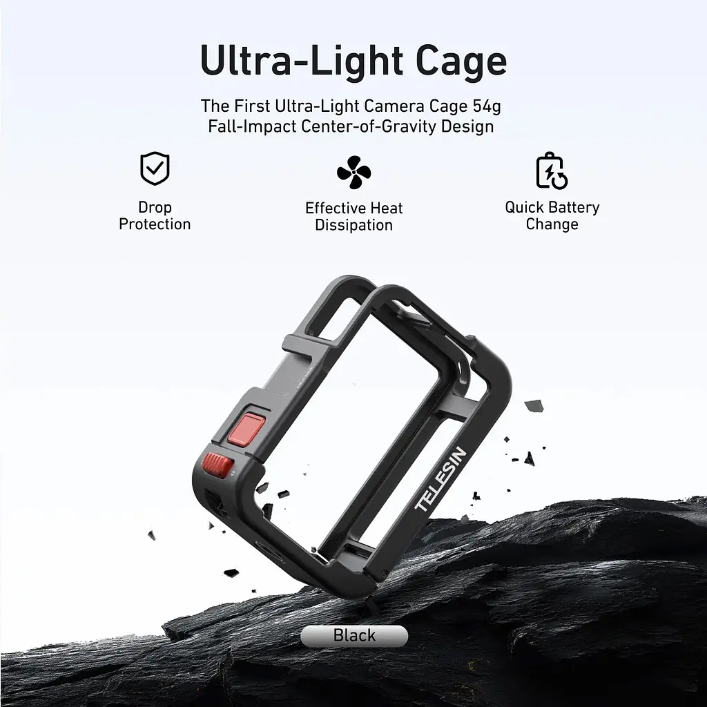 Рамка Telesin S6-FMS-13BK-TDJ-1 для DJI Action 5 Pro/4/3 Black - фото 7