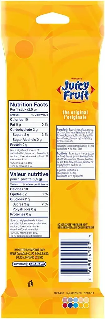 Жувальна гумка Wrigley's Juicy Fruit Fruit Flavoured Chewing Gum 3 пачки по 15 стиків - фото 3