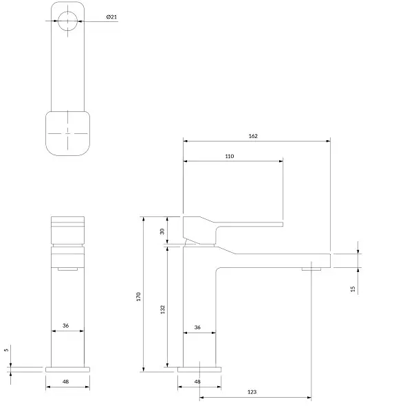 Смеситель для раковины Omnires Slide graphite (SL7710GR) - фото 4