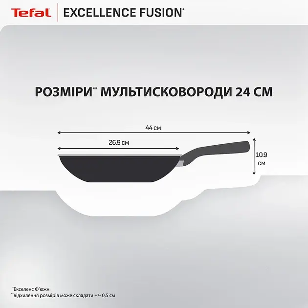Мультисковорода Tefal Excellence Fusion з кришкою 24 см чорна (G3388402) - фото 2