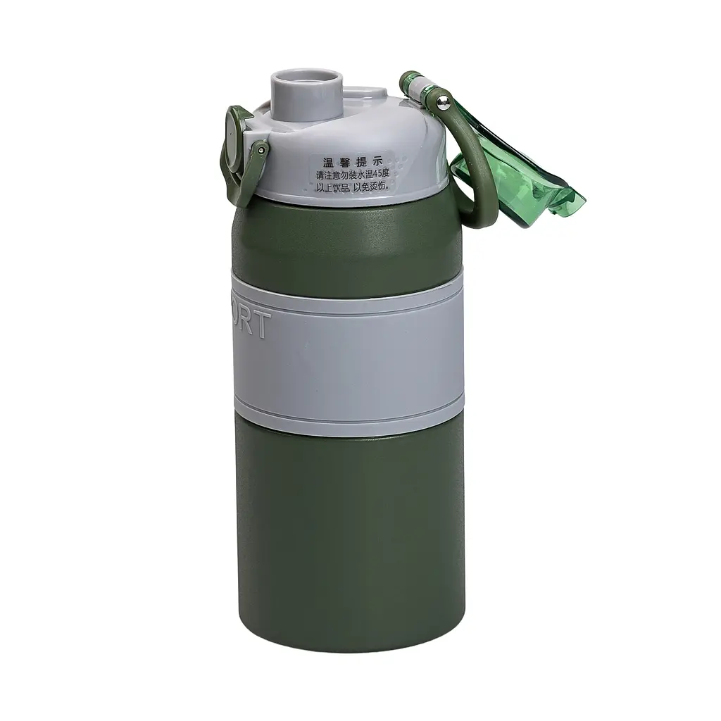 Термос Yiwu Sport HP-14-5GR з мундштуком і ручкою 600 мл, зелений - фото 2