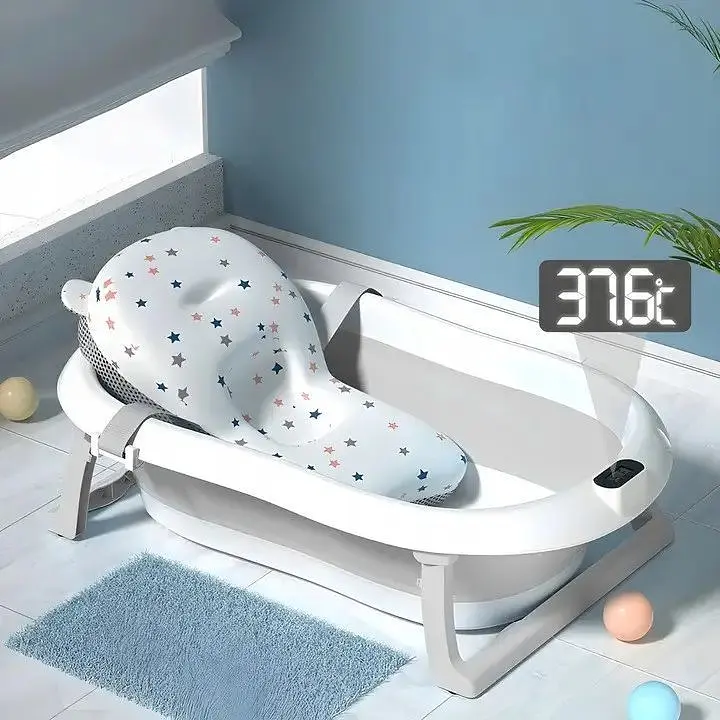 Дитяча ванночка Kanzaa Grey з подушкою, термометром - фото 3