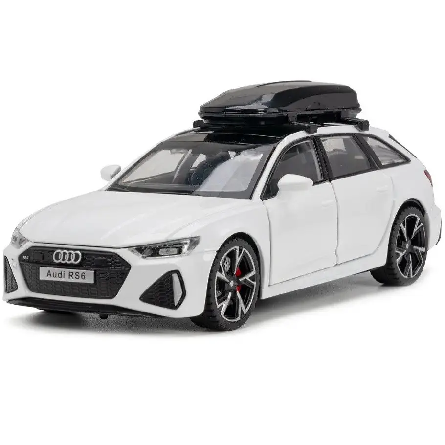 Колекційна металева модель автомобіля АвтоЕксперт Audi RS6 з додатковим багажником на дах, інерцією, світлом та звуком 1:32 - фото 4
