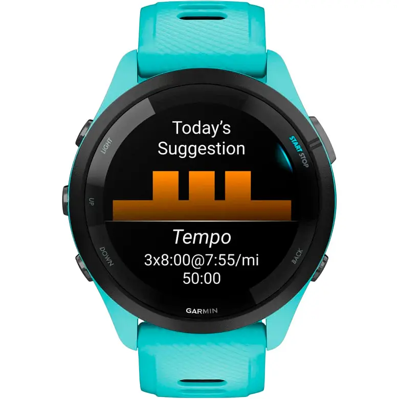 Смарт-часы Garmin Forerunner 265 Black Bezel with Aqua Case and Aqua/Black Silicone Band (010-02810-02) [89365] - фото 4