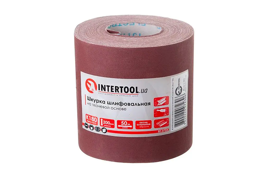 Шліфувальний папір наждачна шкірка в рулоні Intertool 200 мм х 50 м P180 BT-0723 - фото 2