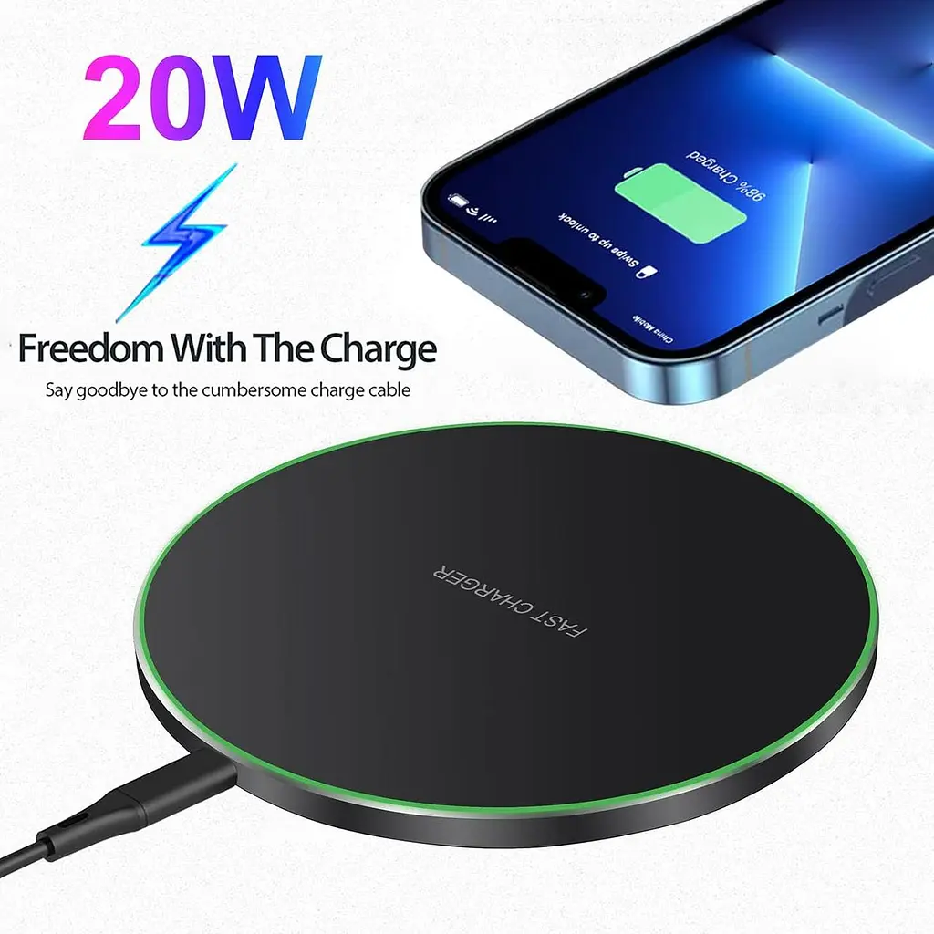 Бездротова зарядка FDGAO 20W для iPhone, Samsung, AirPods, ультратонка Qi-панель - фото 5