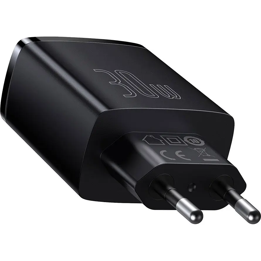 Мережевий зарядний пристрій Baseus Compact Quick Charger 2U+C 30W Black (CCXJ-E01) [73372] - фото 3