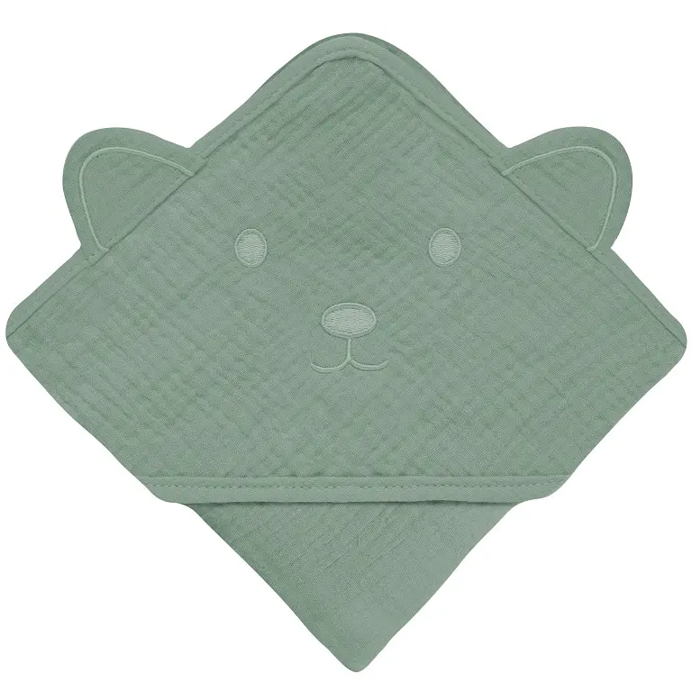Рушник з капюшоном Lionelo Muslin Hooded Towel Green Forest 80х80 см - фото 2