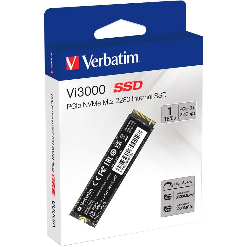 Накопичувач SSD Verbatim m.2 NVMe 1TB Vi3000 PCIe 3.0 (49375) - фото 3