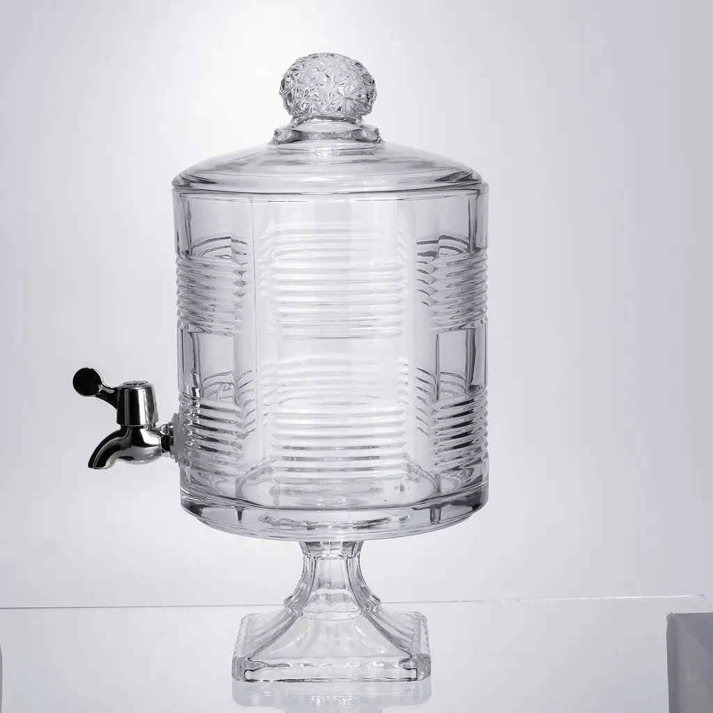 Лимонадница с краном на подставке стеклянная 4.5 л 39 см Прозрачный Yiwu HP-19-2 - фото 8