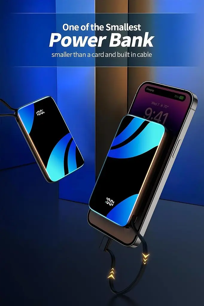 Портативний зарядний пристрій для iPhone із вбудованим кабелем, 22,5 Вт PD USB-C швидкозарядний 10000 мАг - фото 3