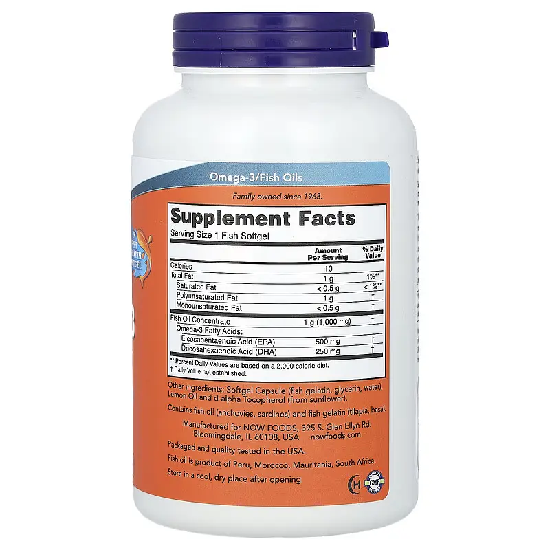 Риб'ячий Жир Ultra Omega-3 500 ЕПК 250 ДГК - 180 фіш софтгель Now Foods - фото 2