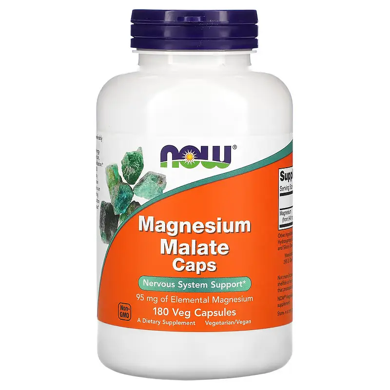 NOW Магній Малат, Magnesium Malate - 180 капсул