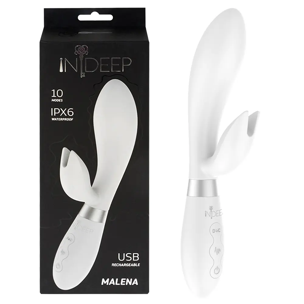 Вибратор-кролик Indeep Malena 21.5 см белый - фото 5