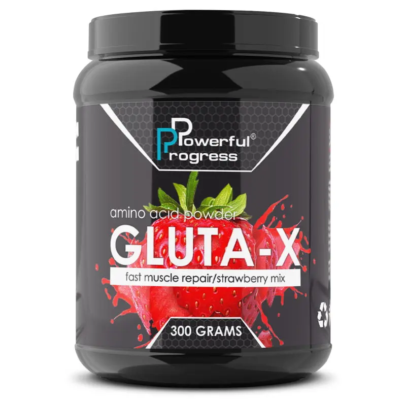 Амінокислота Powerful Progress L-Glutamine, 300 грам - Полуниця