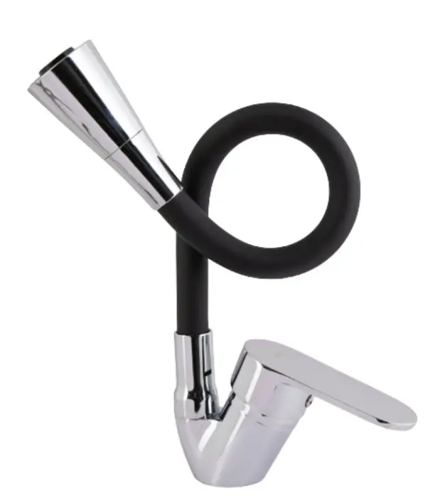 Змішувач для кухні Lidz Tani 008F3 з гнучким виливом (k40) Black / Chrome LDTAN008F3BCR39484 - фото 2