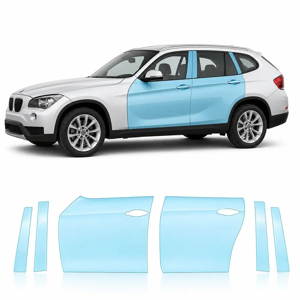 Антигравійна захисна бронеплівка за лекалами для BMW X1 E84 2009-2015 - зони дверей і стійки вікон