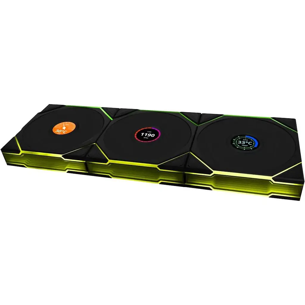 Комплект вентиляторів Lian Li UNI Fan TL WIRELESS LCD 120-3 (G99.12TLLCD1W3B.00) Black - фото 2