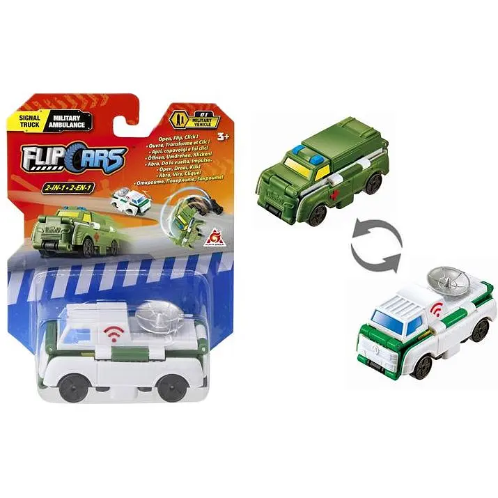 Машинка-трансформер Flip Cars Вантажівка зв'язку та Військова швидка допомога, 2 в 1, 8 см (EU463875-15) - фото 3