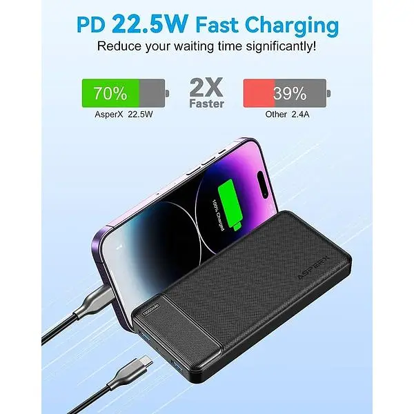 Портативний зарядний пристрій AsperX 15000mAh 22,5W - фото 4