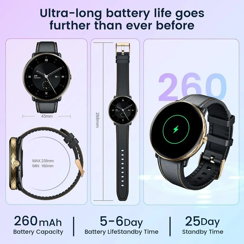 Розумний годинник для чоловіків і жінок з Bluetooth-дзвінком: 1.43" AMOLED-екран сумісний з Android - фото 5