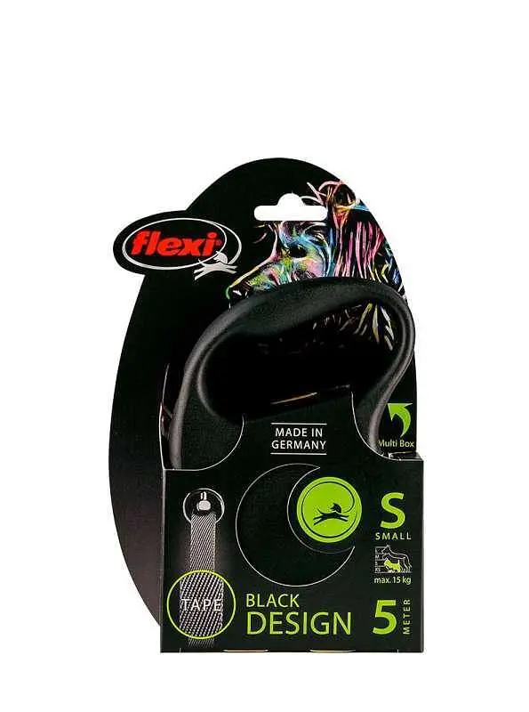 Повідець-рулетка Flexi Black Design S для собак дрібних і середніх порід стрічка 5 м до 15 кг - фото 2