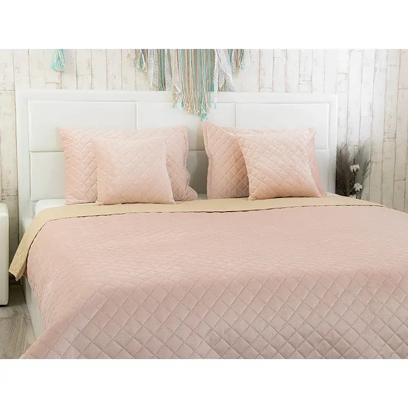 Покривало Руно двостороннє декоративне Velour Apricot ромб 220х240 см персикове - фото 4
