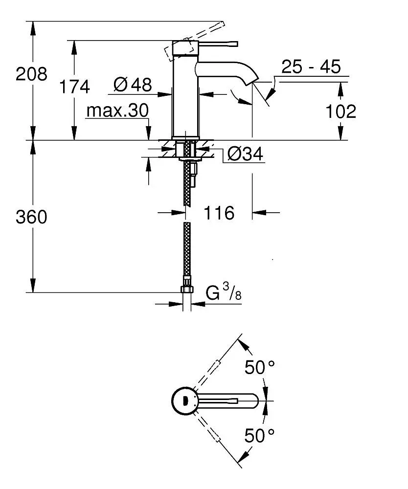 Змішувач для умивальника S-Size Grohe Essence 24172001 Хром - фото 4
