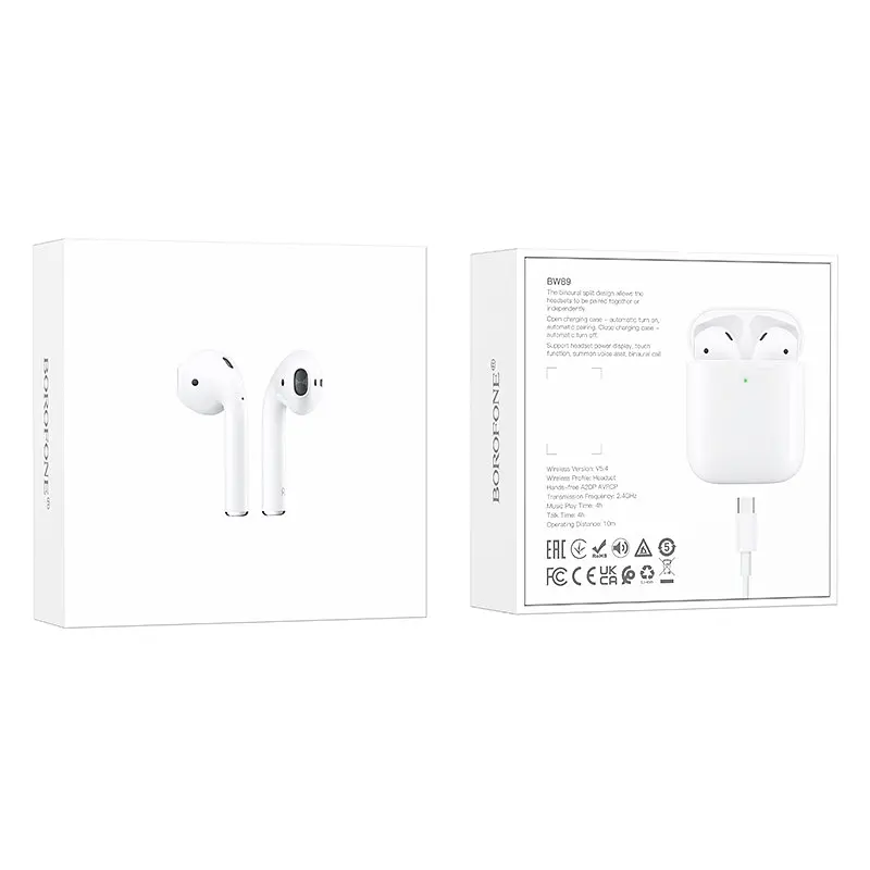 Беспроводные наушники Borofone BW89 True wireless stereo headset белые - фото 2