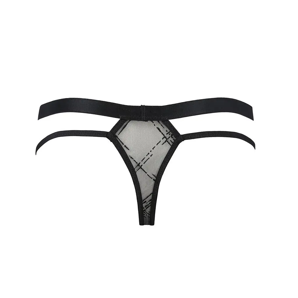 Чоловічі прозорі стринги Passion 029 THONG COLLIN L/XL Black, сітка - фото 6