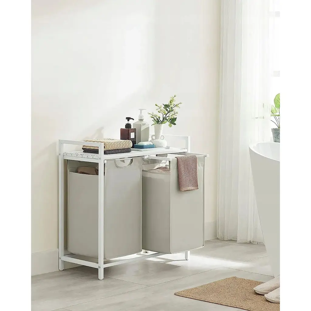 Корзина для белья Leobert Chariot с двумя отделениями 2x46 л белая - фото 2
