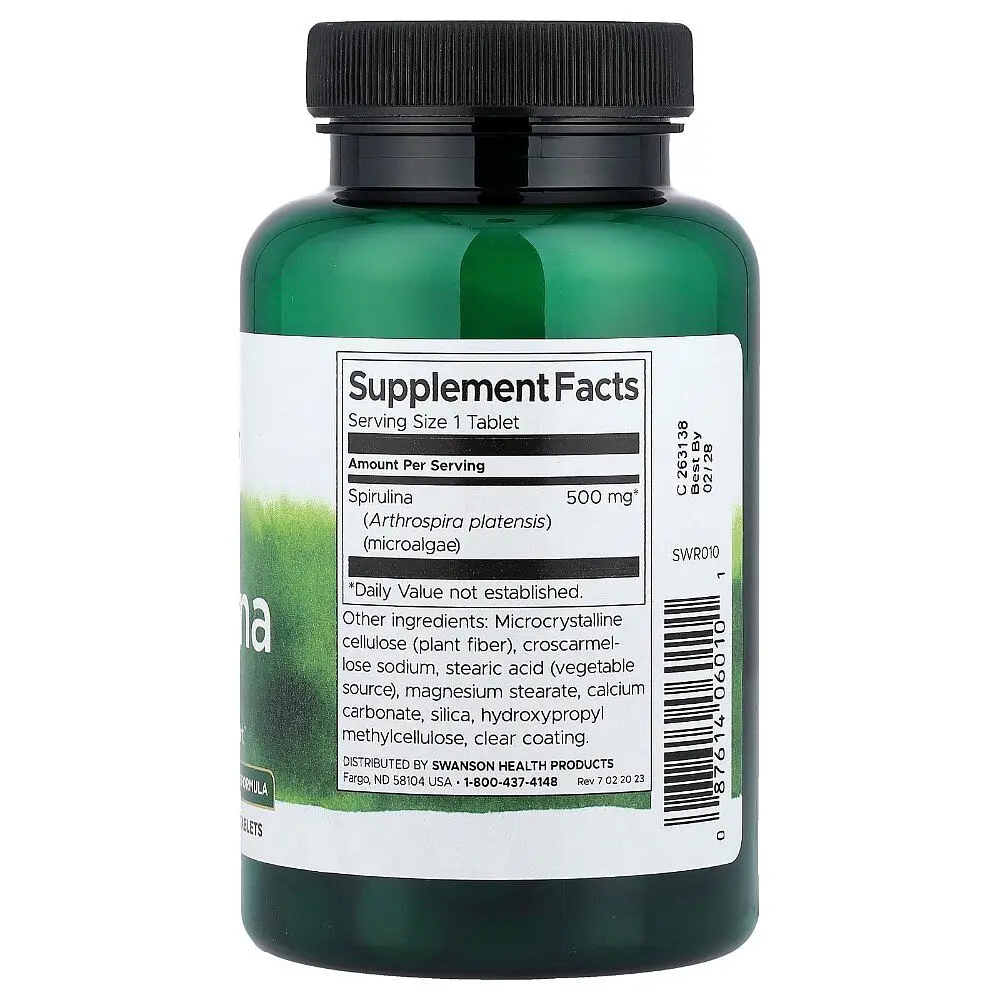 Спіруліна Swanson Spirulina 500 mg, 180 таблеток - фото 2