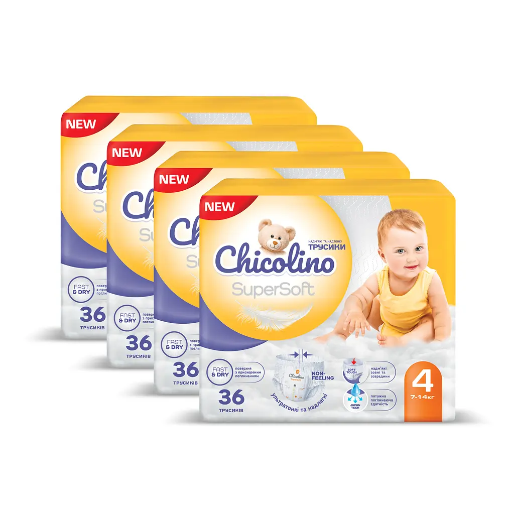 Набр відгузки-трусики Chicolino Super Soft 4 (7-14 кг) 4 уп. х 36 шт. - фото 2