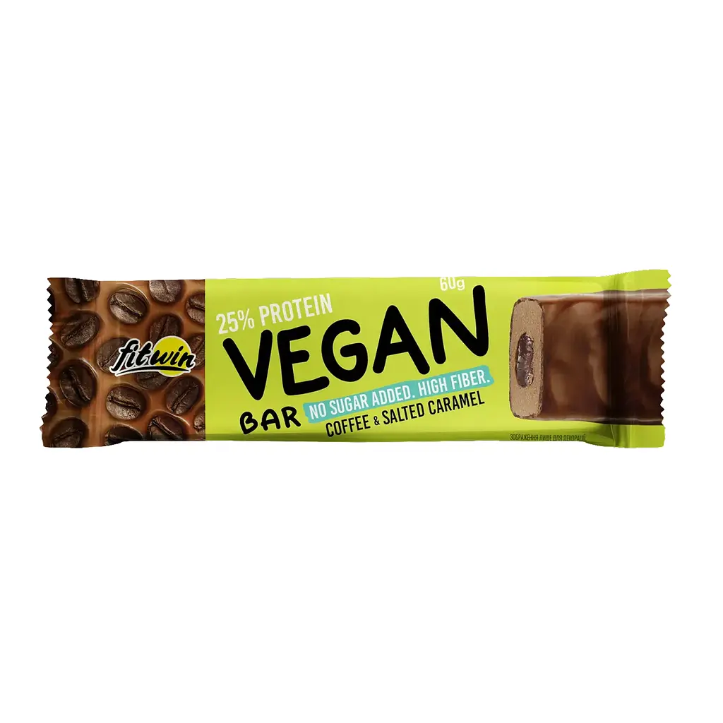 Протеїновий батончик FitWin (Vegan Bar) — 12 × 60 г, coffee і солона карамель