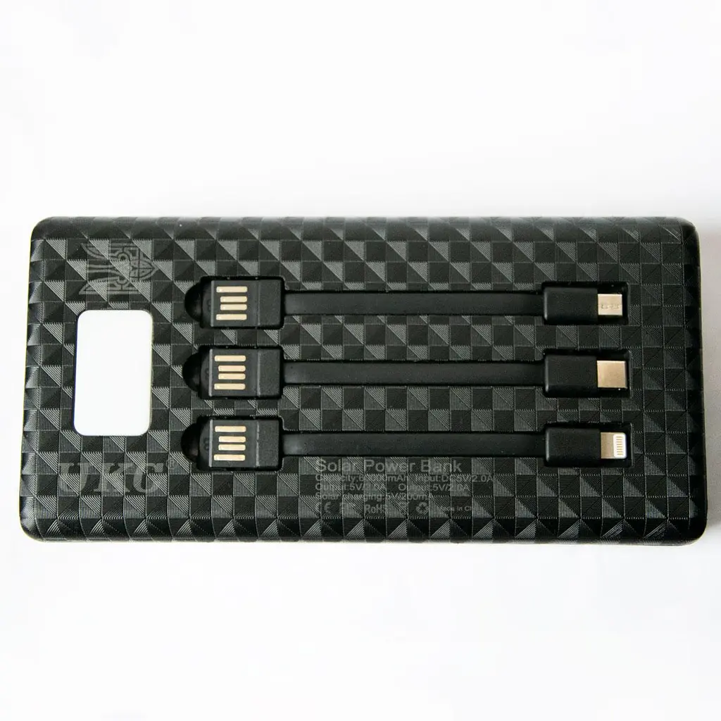 Повербанк на солнечной батарее Solar Power Bank UKC 20000mAh Черный, павер банк MicroUSB/Lightning/Type-C - фото 8