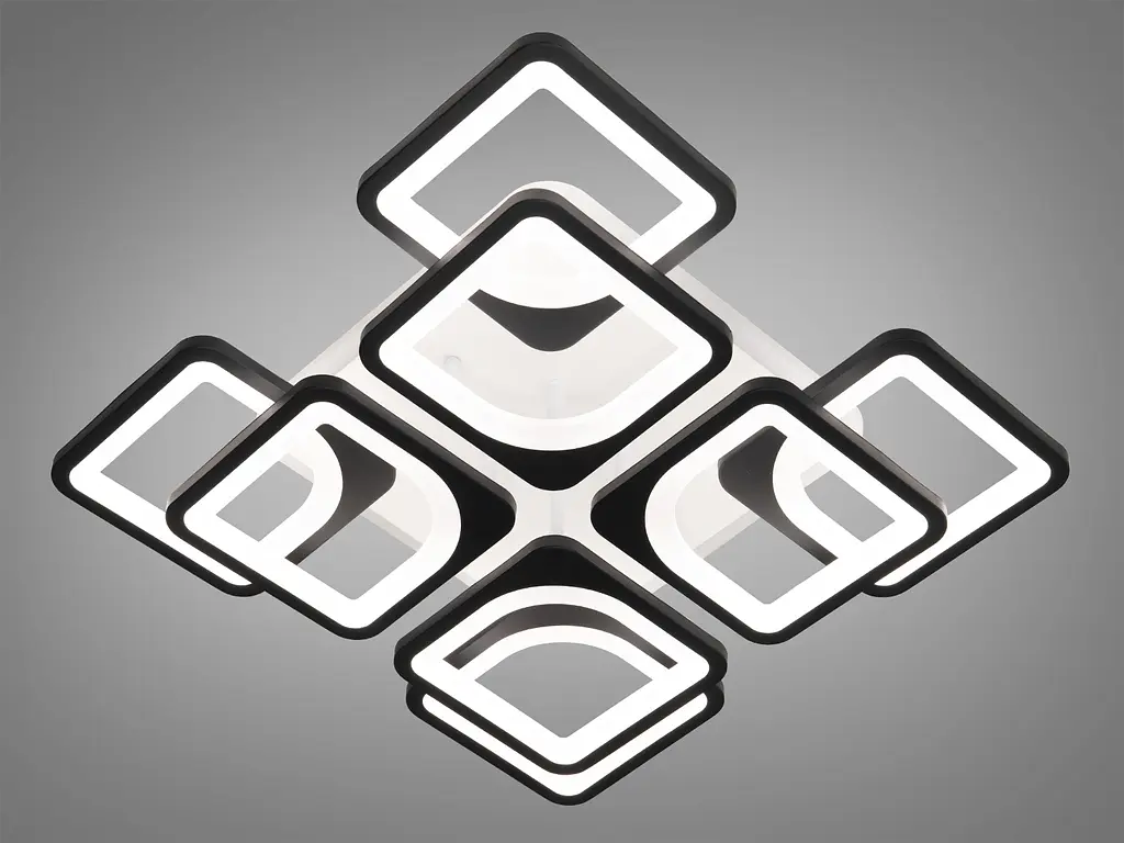 Потолочная кухонная лед люстра с пультом, подсветкой, 130W, черная - фото 3