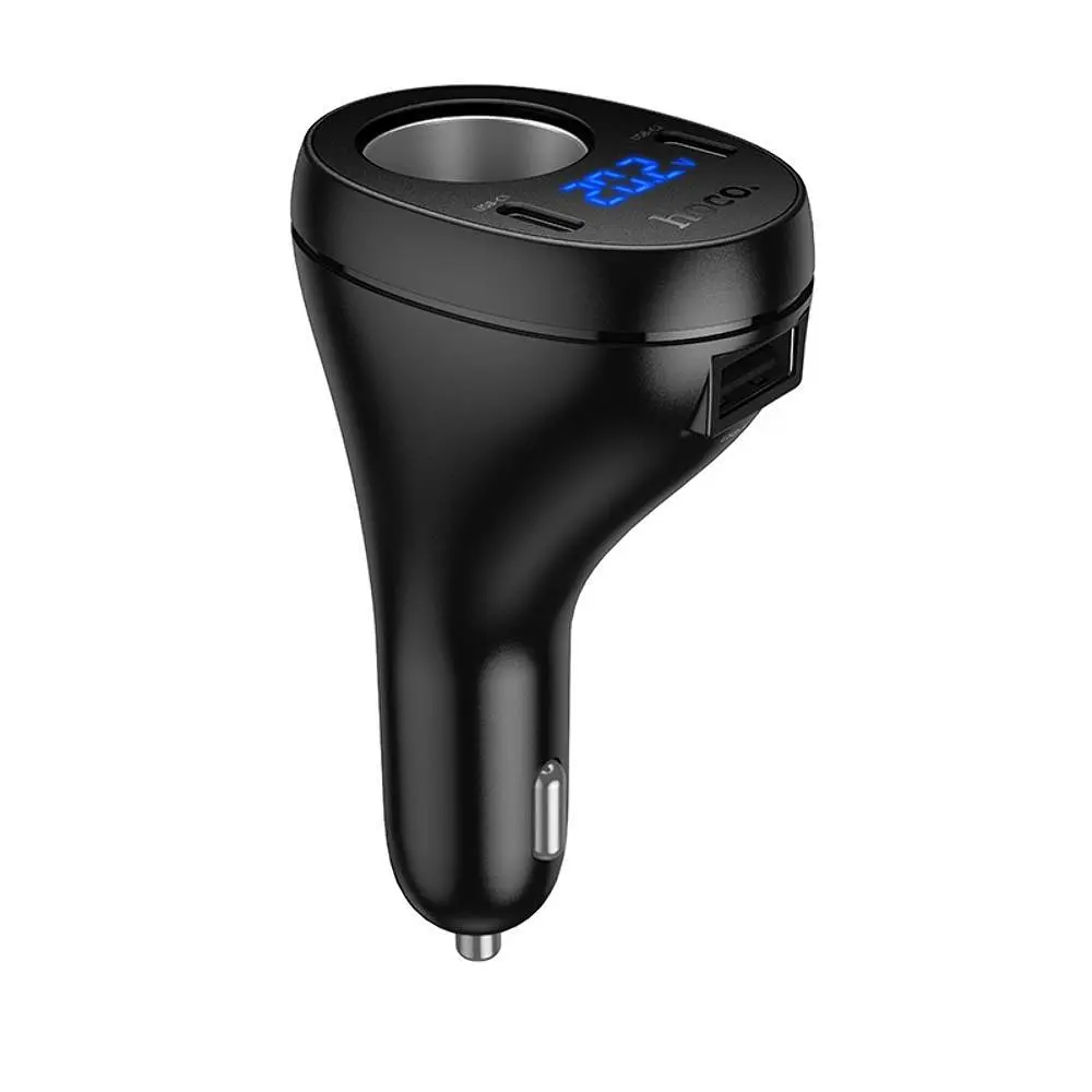 Автомобільний зарядний пристрій Hoco Z61 USB/2 Type-C з роз'ємом прикурювача та дисплеєм чорний - фото 3