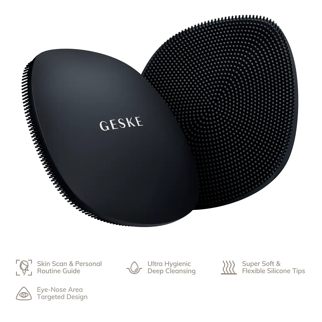 Щітка для обличчя GESKE Facial Brush 4 в 1 з тримачем чорна  - фото 5