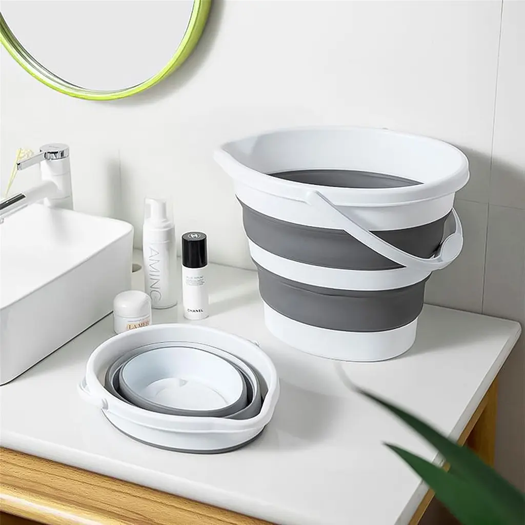 Ведро складное MBM My Home Bin-17 бело-серое 10 л (BIN-17 10L WHITE/GRAY) - фото 5